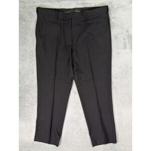 Savane Dress Pants Mens 40x30 Black Straight Leg Flat Front Tailored2U Flex